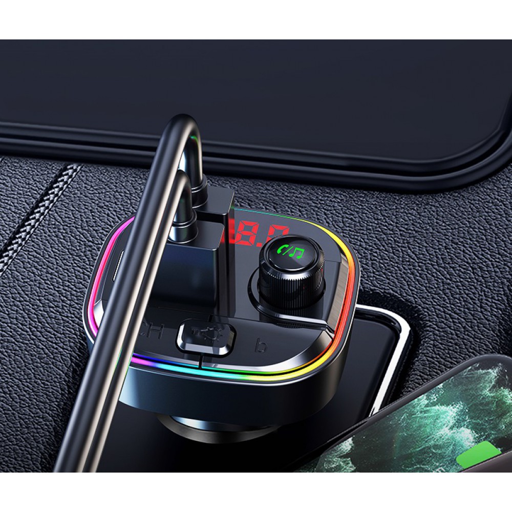Rixus Bluetooth Car FM Player + Quick PD Car Charge RXBT13
