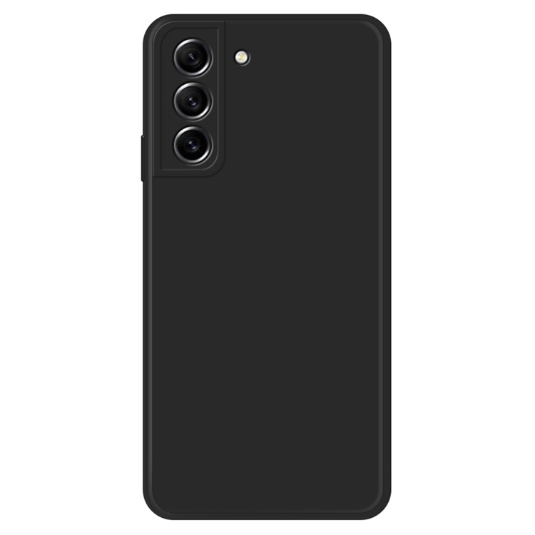 Samsung Galaxy S21 FE 5G Rubberized Flexible TPU Drop-proof Case Straight Edge Design Microfiber Lining Phone Protective Cover - Black