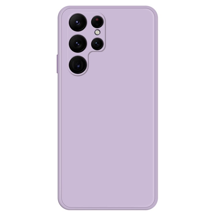 Samsung Galaxy S22 Ultra 5G Solid Color Rubberized TPU Phone Case Microfiber Lining Straight Edge Protective Cover - Purple