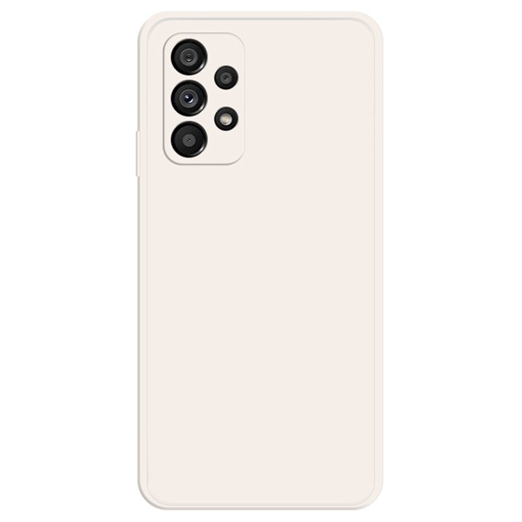 Samsung Galaxy A73 5G Soft Microfiber Lining Smartphone Case, Rubberized TPU Straight Edge Phone Back Cover - Beige