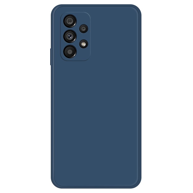 Samsung Galaxy A52 4G / 5G / A52s 5G Shockproof Smartphone Case, Rubberized TPU+Microfiber Lining Straight Edge Phone Back Cover - Dark Blue