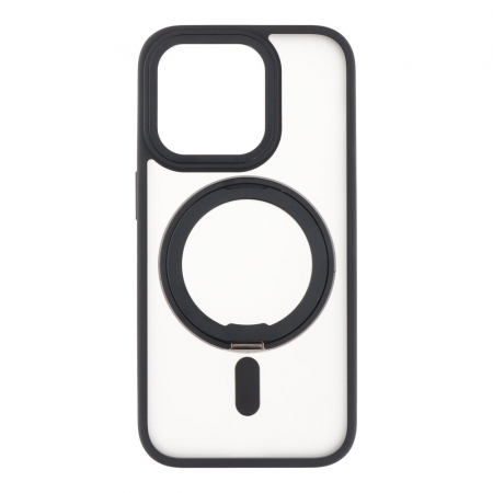360° Rotate Ring Stand Magnetic Cover Case for iPhone 15 Pro Max Transparentfor iPhone 15 Pro Max Black