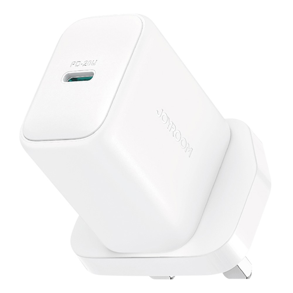 JOYROOM JR-TCF20 UK Plug PD 20W Fast Charger Type-C Wall Charger Adapter for iPhone 16-15 Series, White