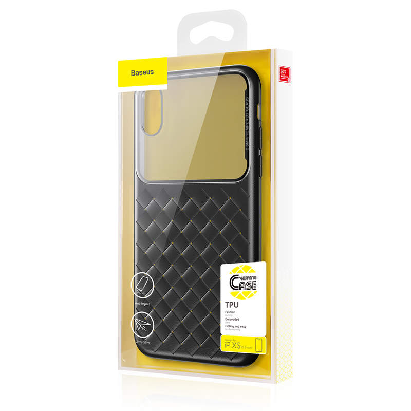 Baseus iPhone Xs case Glass & Weaving Black (WIAPIPH58-BL01)