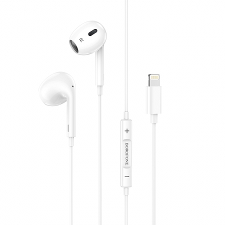 [54984945966598] BOROFONE BM30 Max 1.2M Lightning Acoustic Wire Control Earphone with Mic White