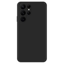 Samsung Galaxy S22 Ultra 5G Solid Color Rubberized TPU Phone Case Microfiber Lining Straight Edge Protective Cover - Black