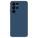 Samsung Galaxy S22 Ultra 5G Solid Color Rubberized TPU Phone Case Microfiber Lining Straight Edge Protective Cover - Dark Blue