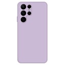 Samsung Galaxy S22 Ultra 5G Solid Color Rubberized TPU Phone Case Microfiber Lining Straight Edge Protective Cover - Purple