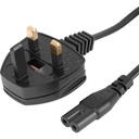 2 Pin Mains lead UK- Fig 8 3A Black