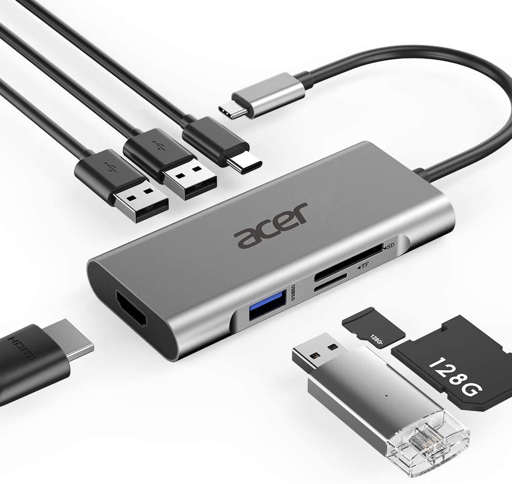Acer 7 Port Mini Dock | 4K HDMI | 3 x USB 3.0 | USB-C | SD / TF Card Reader