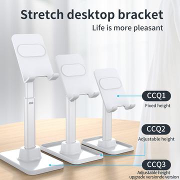 CCQ2 Universal Desktop Phone Holder Angle Adjustable Tablet Stand Bracket with Telescopic Height - White