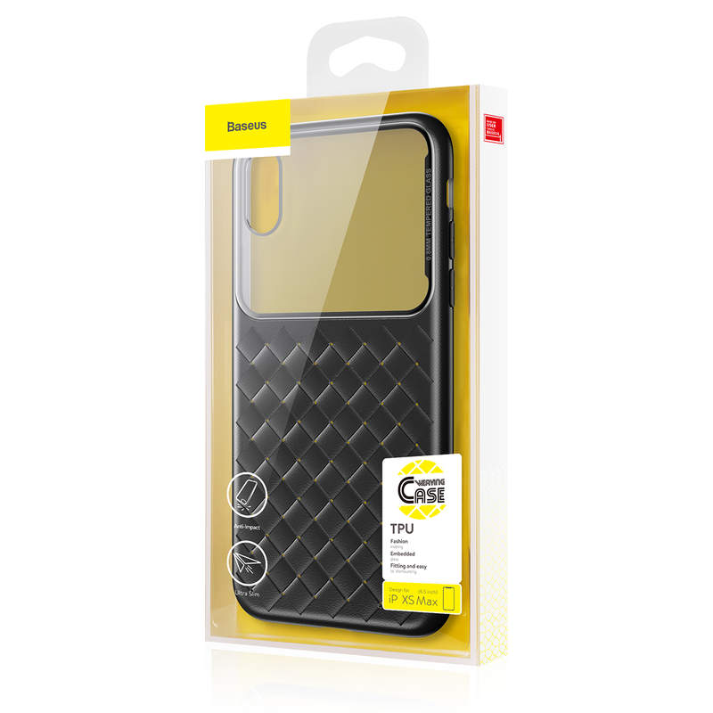 Baseus iPhone Xs Max case Glass &amp; Weaving Black (WIAPIPH65-BL01)