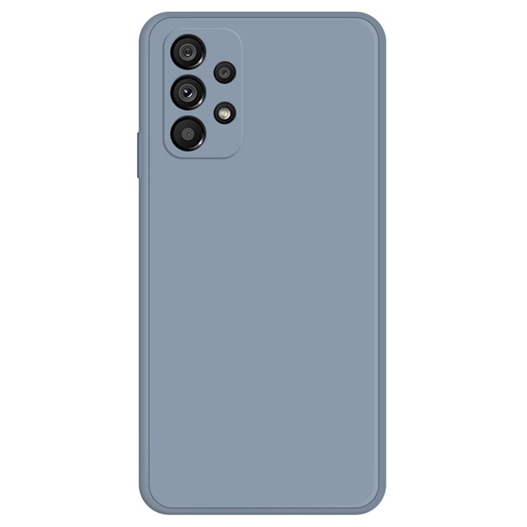 For Samsung Galaxy A73 5G Soft Microfiber Lining Smartphone Case, Rubberized TPU Straight Edge Phone Back Cover - Grey Blue