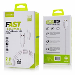 [8719122728731] Cable Fast Charge Type-A to Type-C 3m Green On LS373