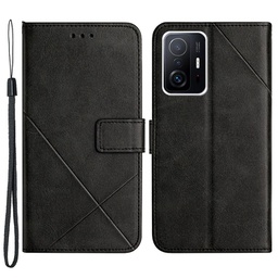 [65459629652] Wallet Stand Design Crazy Horse Skin Leather Phone Cover Shell with Lanyard for Xiaomi Mi 11 - Black